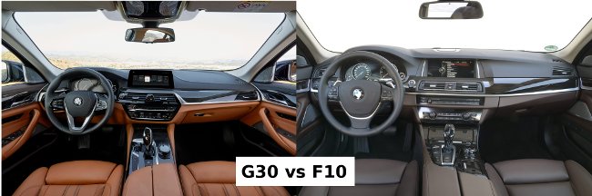 Салон BMW G30 vs F10